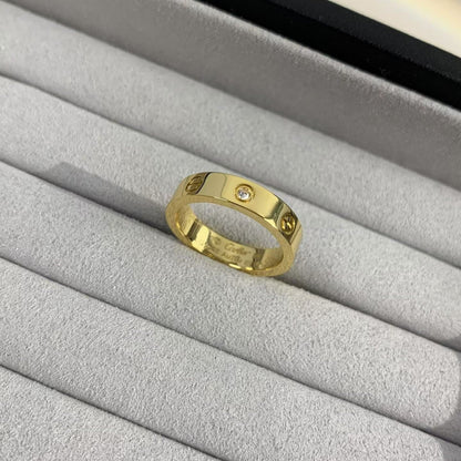 [Elitejewels]ラブリング 4MM 1ダイヤモンド ゴールド