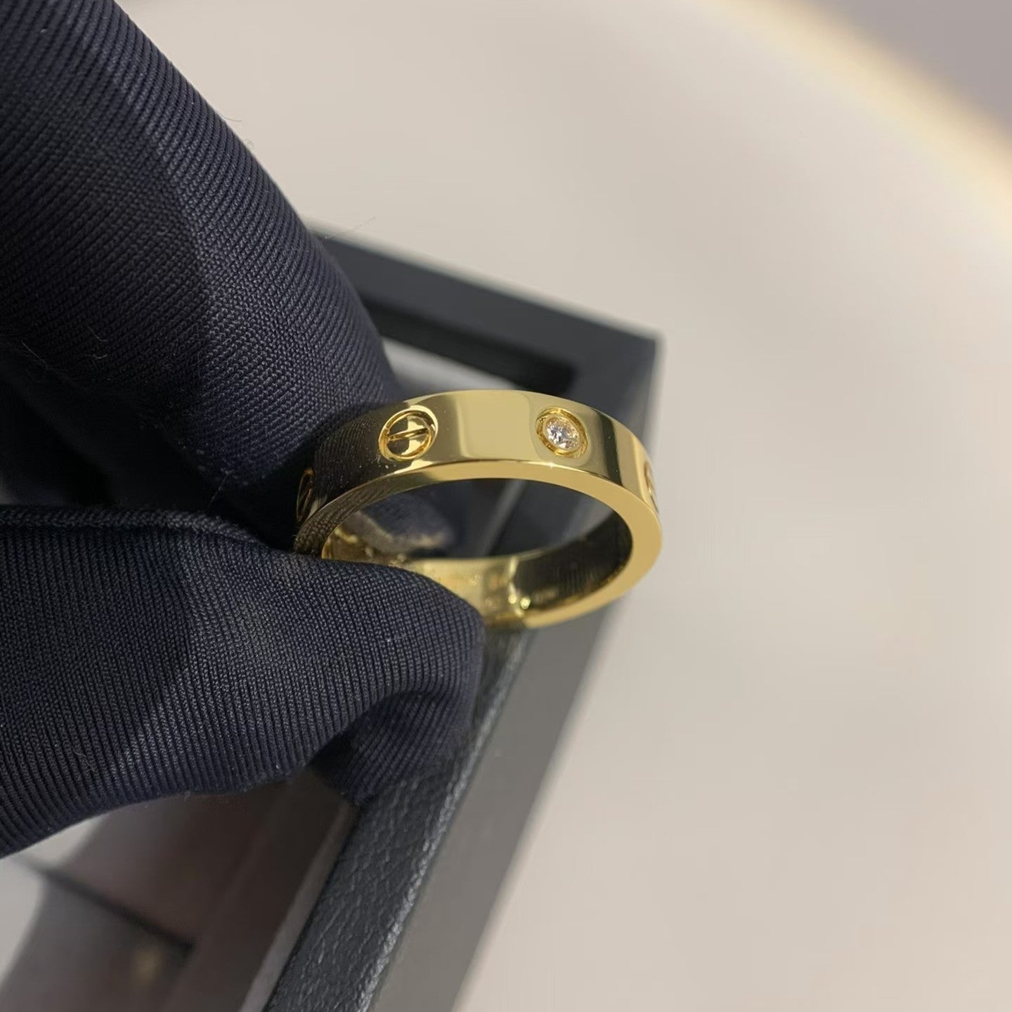 [Elitejewels]ラブリング 4MM 1ダイヤモンド ゴールド