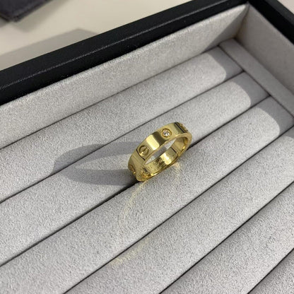 [Elitejewels]ラブリング 4MM 1ダイヤモンド ゴールド