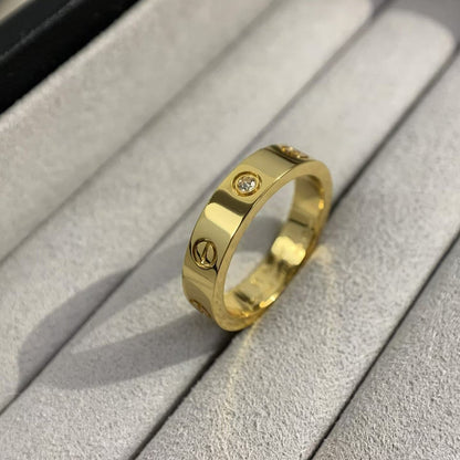 [Elitejewels]ラブリング 4MM 1ダイヤモンド ゴールド
