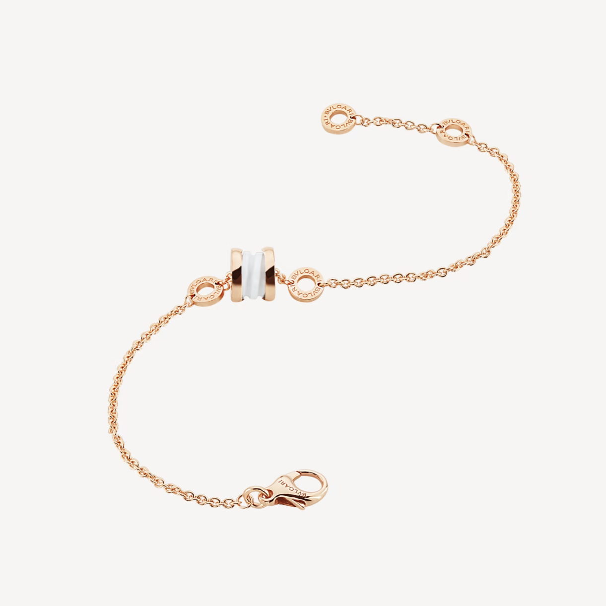 [Elitejewels]ZERO 1 SOFT PINK GOLD AND WHITE CERAMIC BRACELET