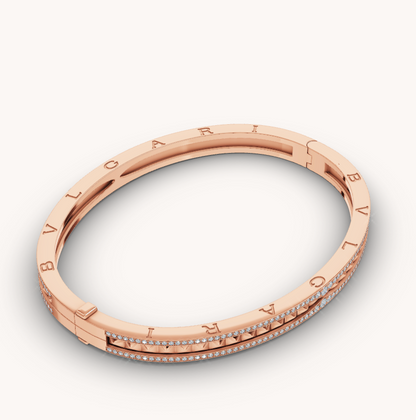 [Elitejewels]ZERO 1 SPIRAL AND PAVED DIAMOND PINK GOLD BRACELET