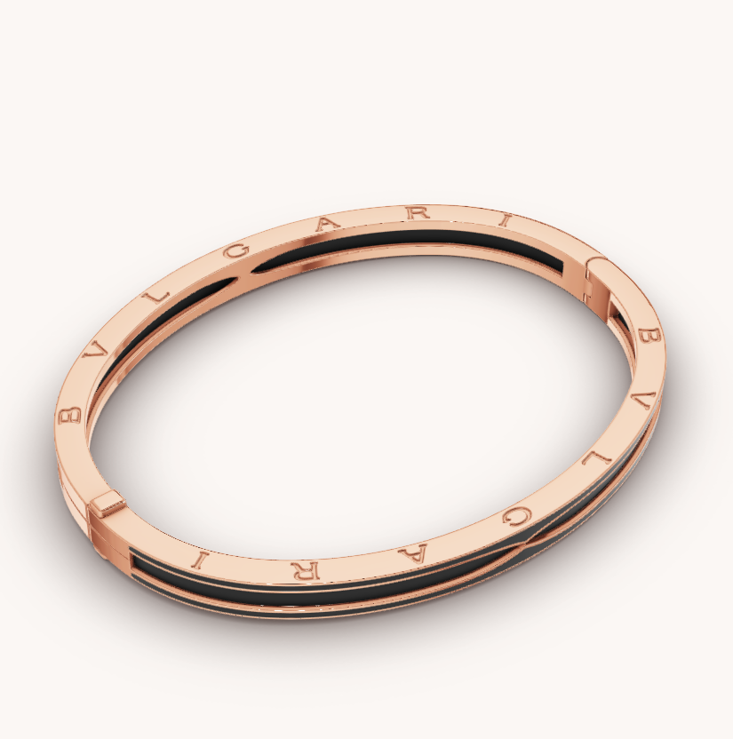 [Elitejewels]ZERO 1 PINK GOLD WITH MATTE BLACK CERAMIC BRACELET