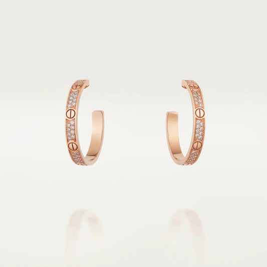 [Elitejewels]LOVE DIAMOND PINK GOLD HOOP EARRINGS