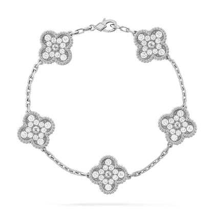 [Elitejewels]CLOVER 5 MOTIVE DIAMANTARMBAND SILBER