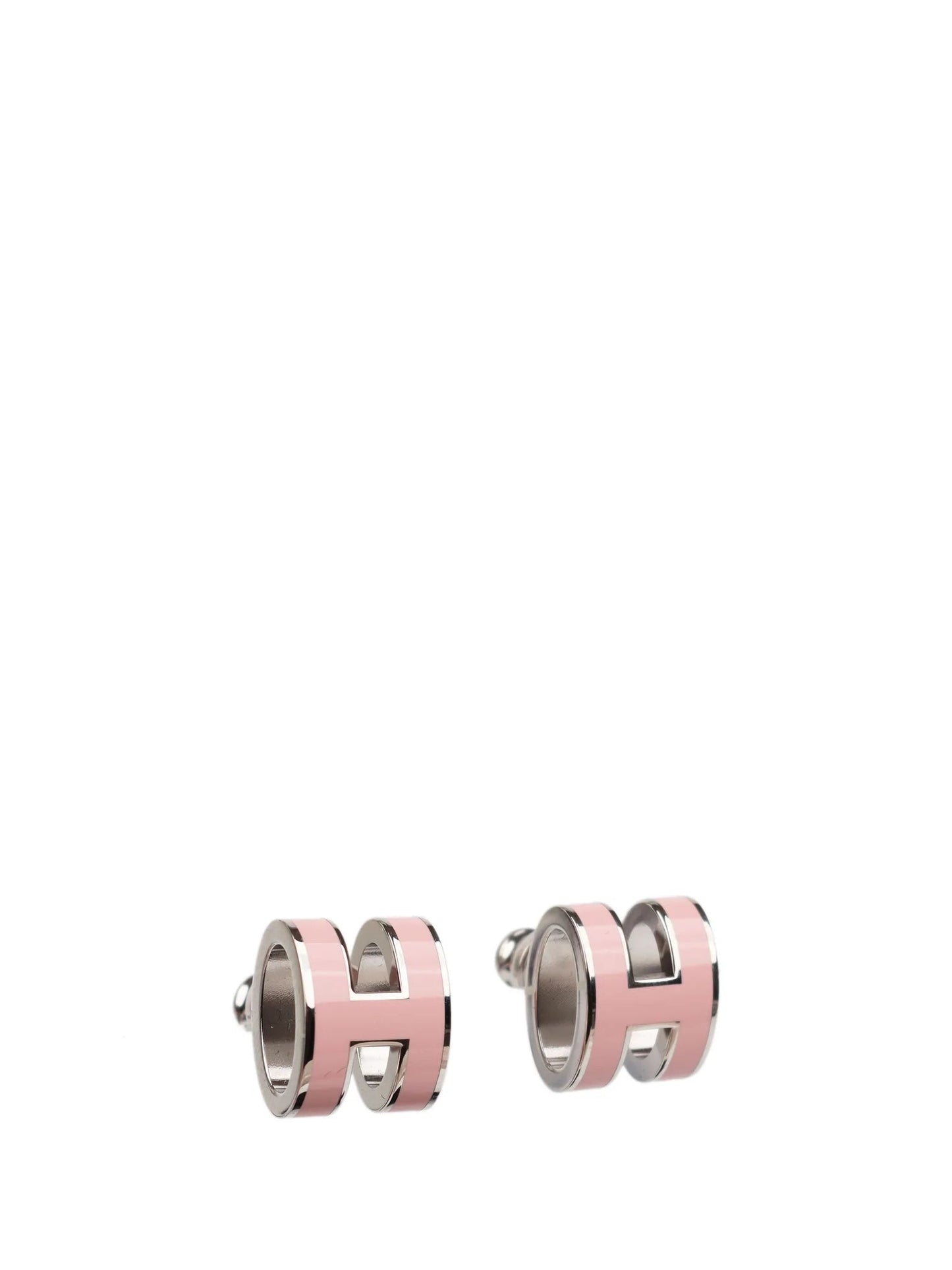 [Elitejewels]MINI POP H SILVER EARRINGS PINK