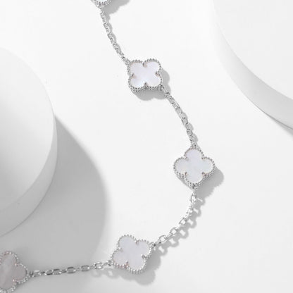 [Elitejewels]CLOVER 10 MOTIFS WHITE MOTHER OF PEARL NECKLACE