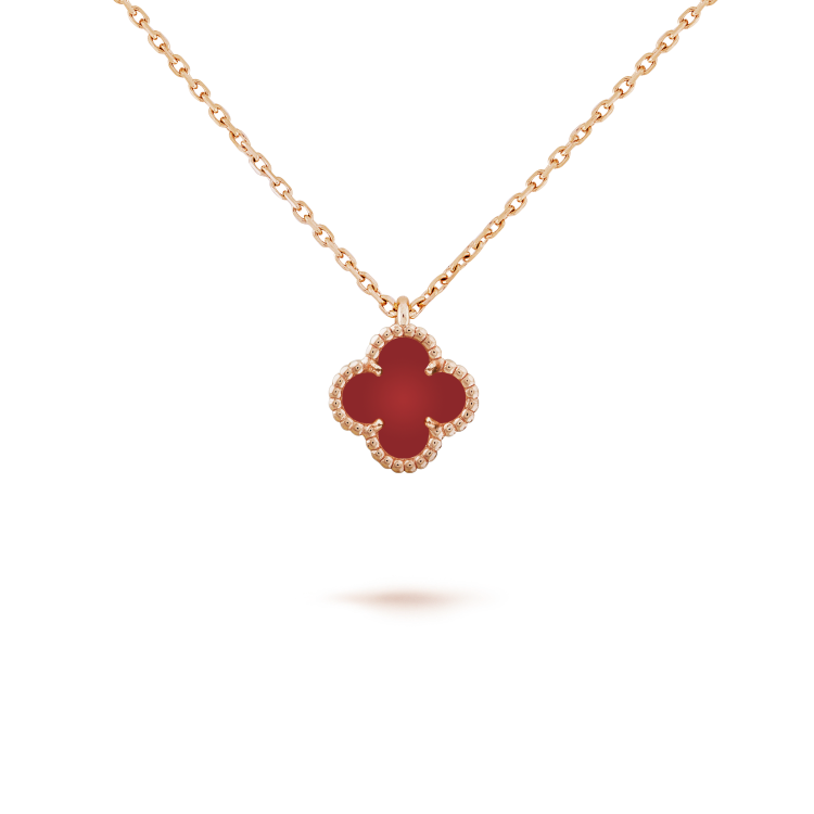 [Elitejewels]CLOVER MINI 9.5MM WHITE CARNELIANS NECKLACE