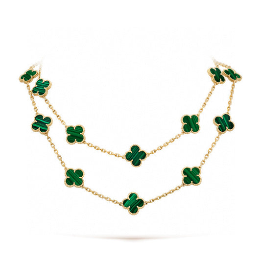 [Elitejewels]CLOVER 20 MOTIFS MALACHITE GOLD