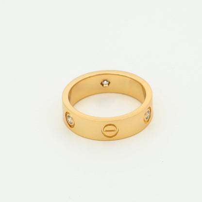 [Elitejewels]LOVE RING 5.5MM 3 DIAMONDS PINK GOLD