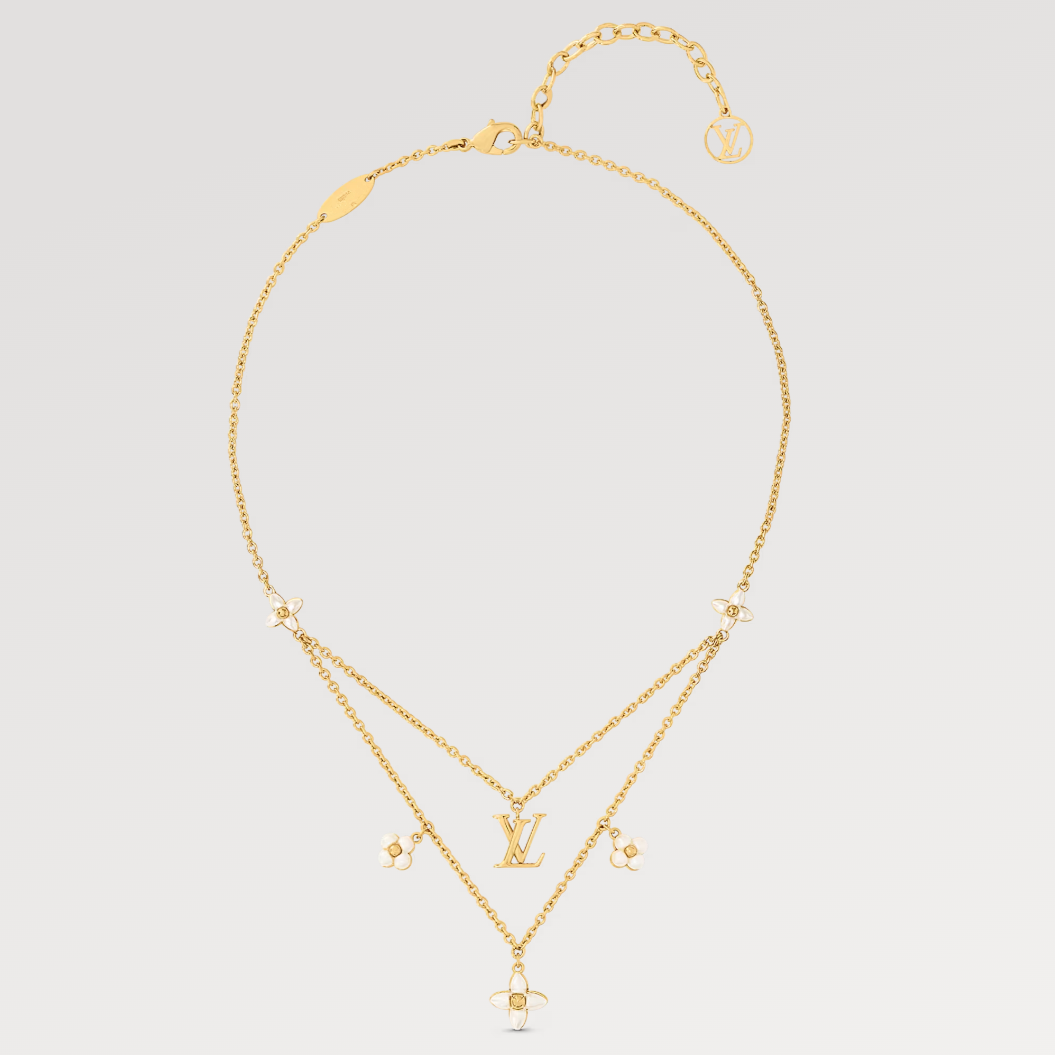[Elitejewels]LV フラワーグラム ゴールド モップ ダブルロウ ネックレス