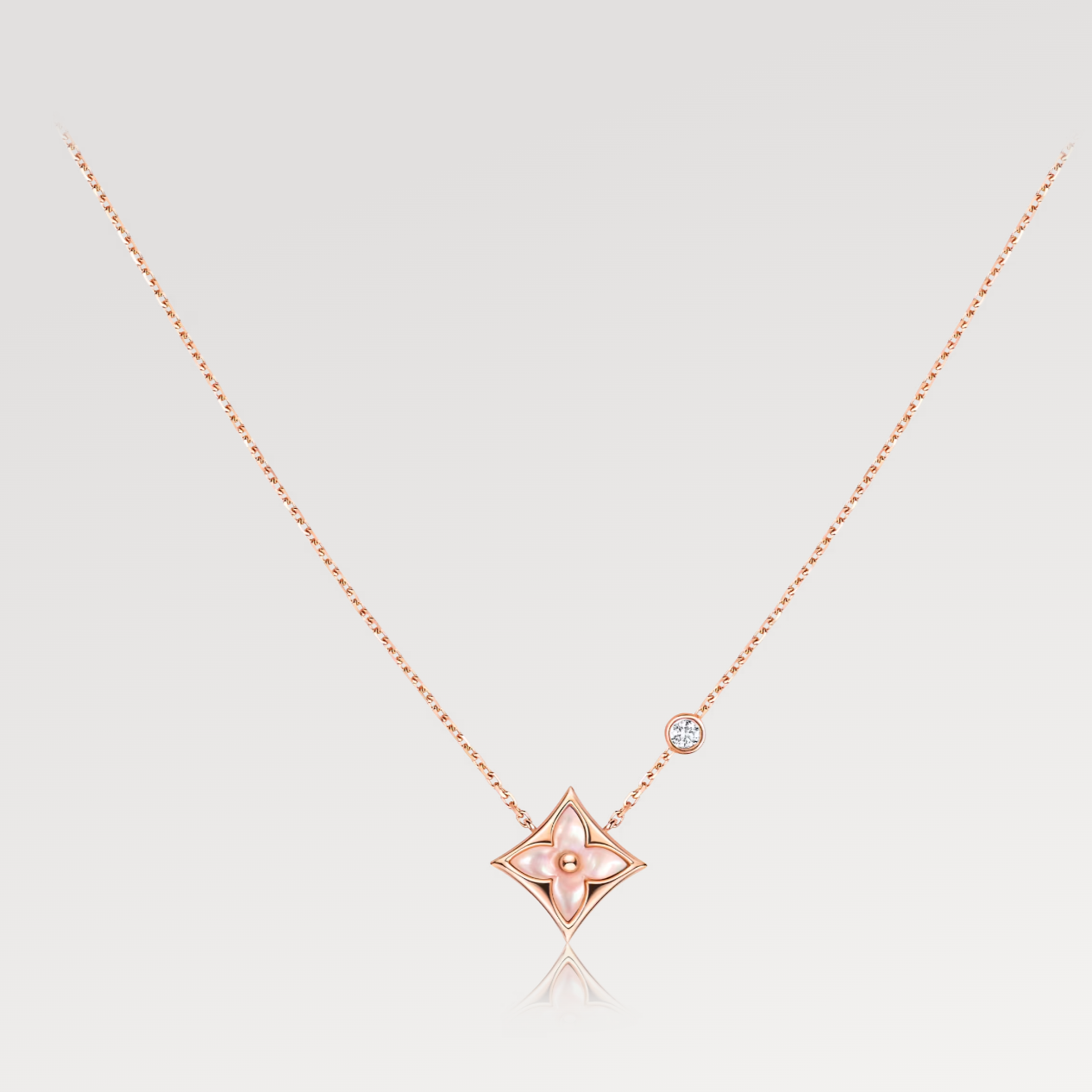 [Elitejewels] LV STAR PINK MOP 1 DIAMANT ROSGOLD HALSKETTE