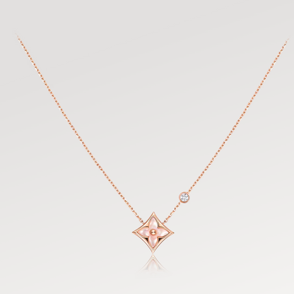 [Elitejewels] LV STAR PINK MOP 1 DIAMANT ROSGOLD HALSKETTE