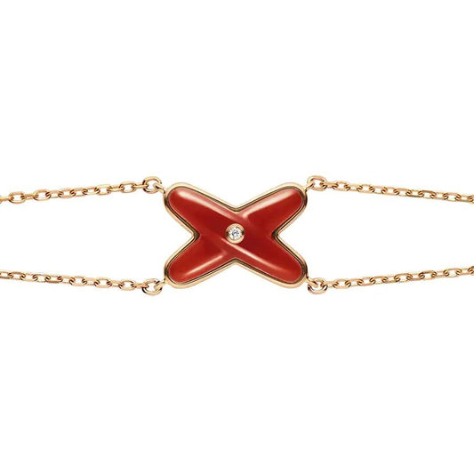 [Elitejewels]JEUX BRACELET CARNELIAN PINK GOLD 1 DIAMOND