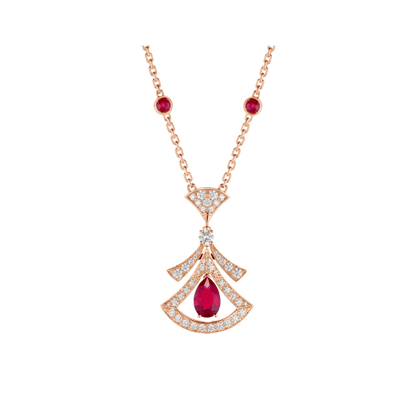 [Elitejewels]DREAM NECKLACE CARNELIAN DIAMOND PINK GOLD