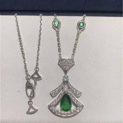 [Elitejewels]DREAM NECKLACE MALACHITE DIAMOND SILVER