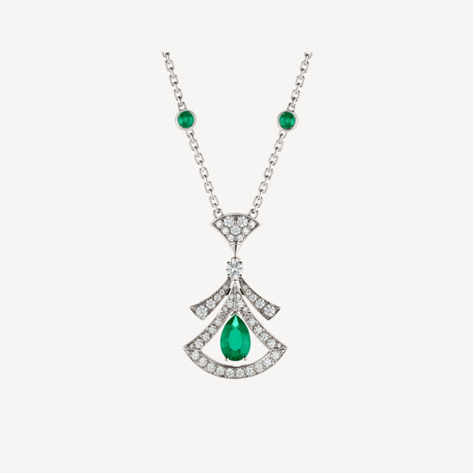 [Elitejewels]DREAM NECKLACE MALACHITE DIAMOND SILVER