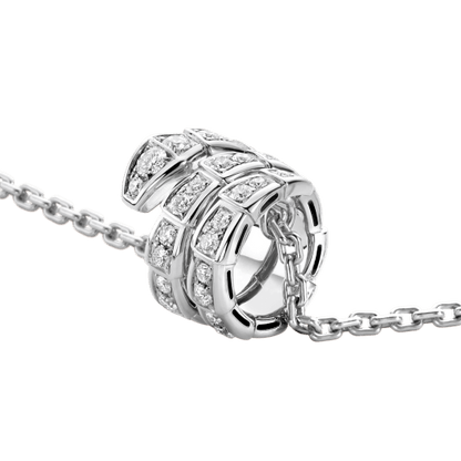 [Elitejewels]SERPENTI SILVER NECKLACE DOUBLE RING DIAMOND