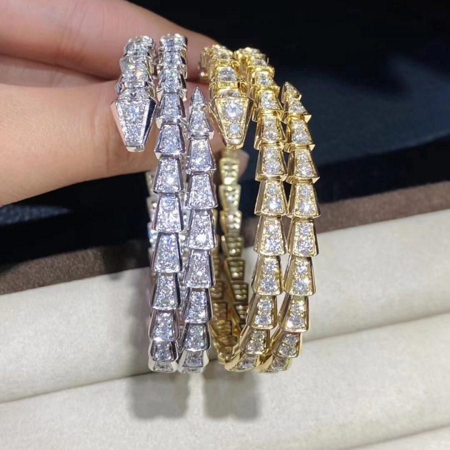 [Elitejewels]SERPENTI BRACELET GOLD DIAMOND DOUBLE ROW