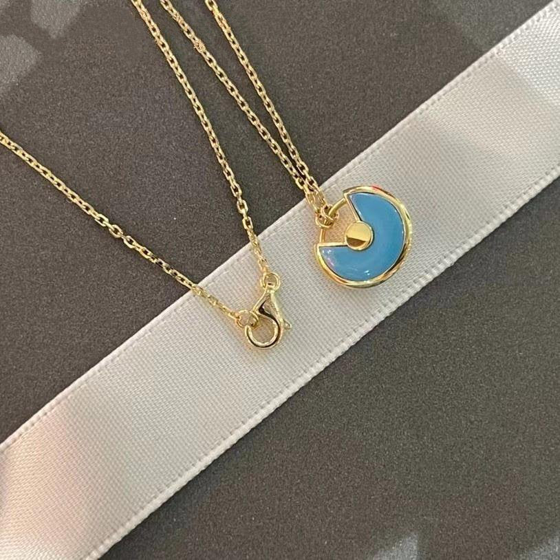 [Elitejewels]AMULETTE GOLD TURQUOISE NECKLACE