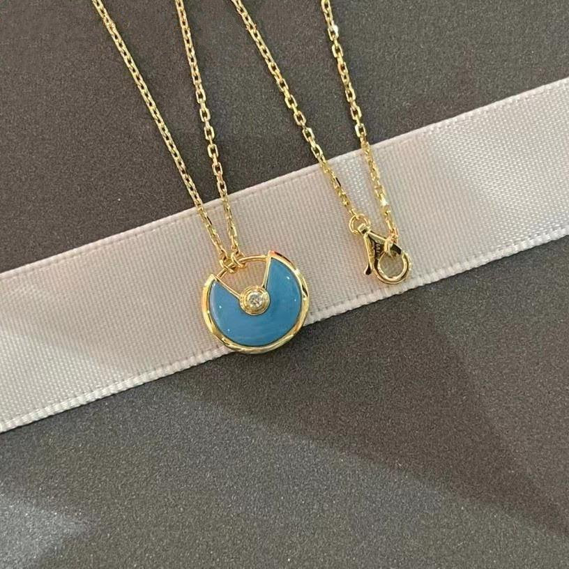 [Elitejewels]AMULETTE GOLD TURQUOISE NECKLACE