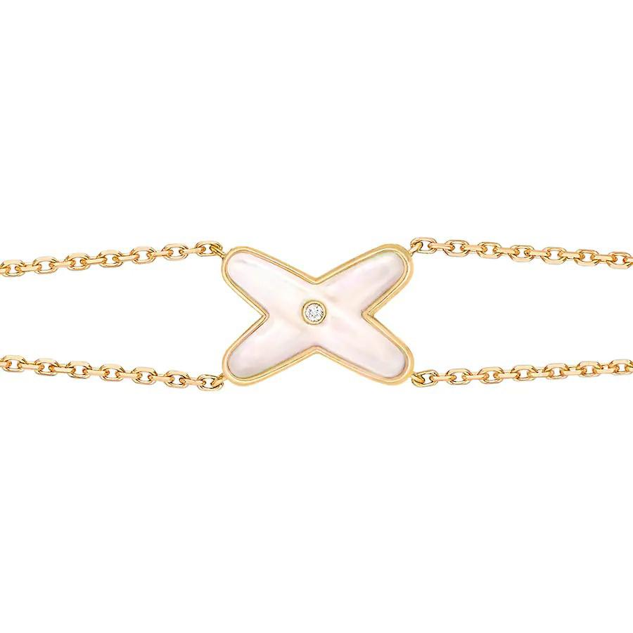 [Elitejewels]JEUX BRACELET WHITE MOP GOLD 1 DIAMOND