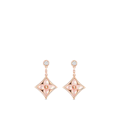 [Elitejewels]ダブルスター ピンクゴールド モップ ドロップ イヤリング