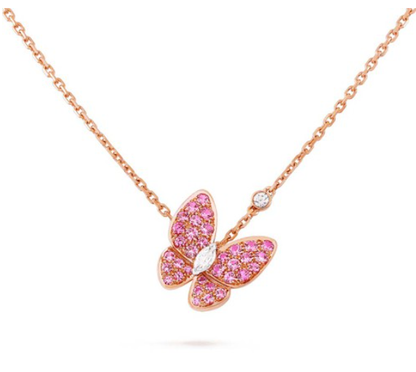 [Elitejewels]BUTTERFLY RED DIAMOND ROSE GOLD NECKLACE