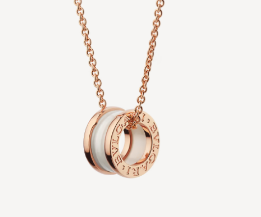 [Elitejewels]ZERO 1 WHITE CERAMIC PINK GOLD NECKLACE