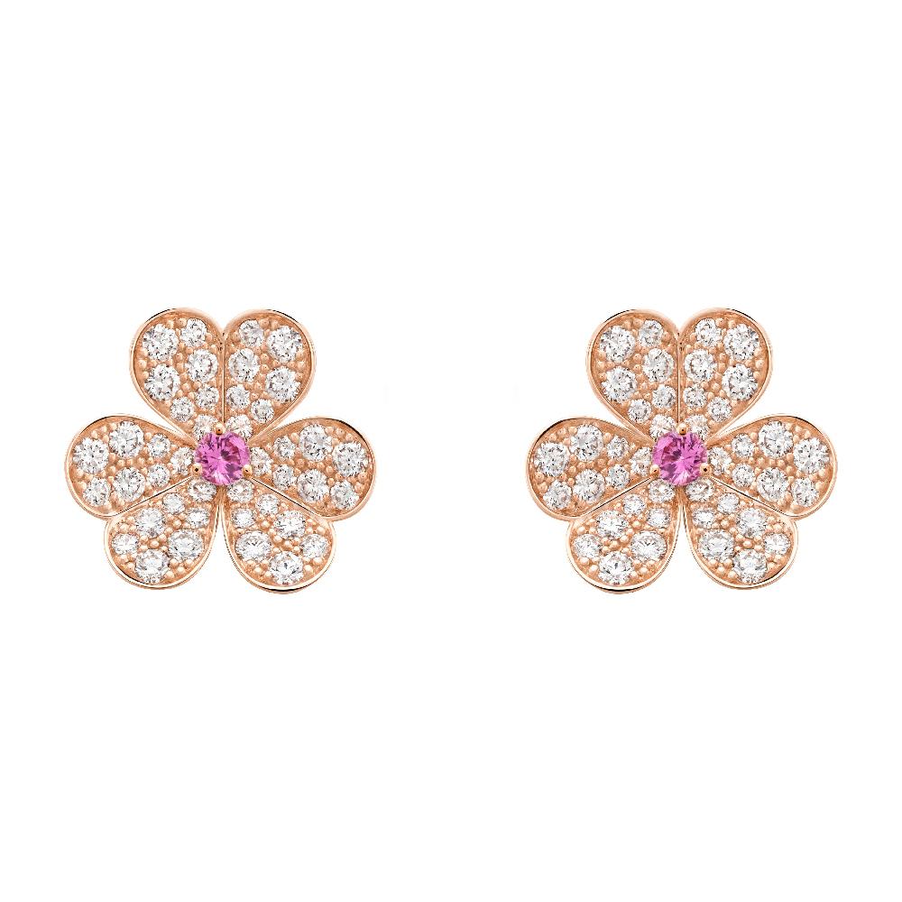 [Elitejewels]FRIVOLE ROSGOLD-OHRRINGE MIT DIAMANTEN UND BLUMEN