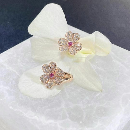 [Elitejewels]FRIVOLE ROSGOLD-OHRRINGE MIT DIAMANTEN UND BLUMEN