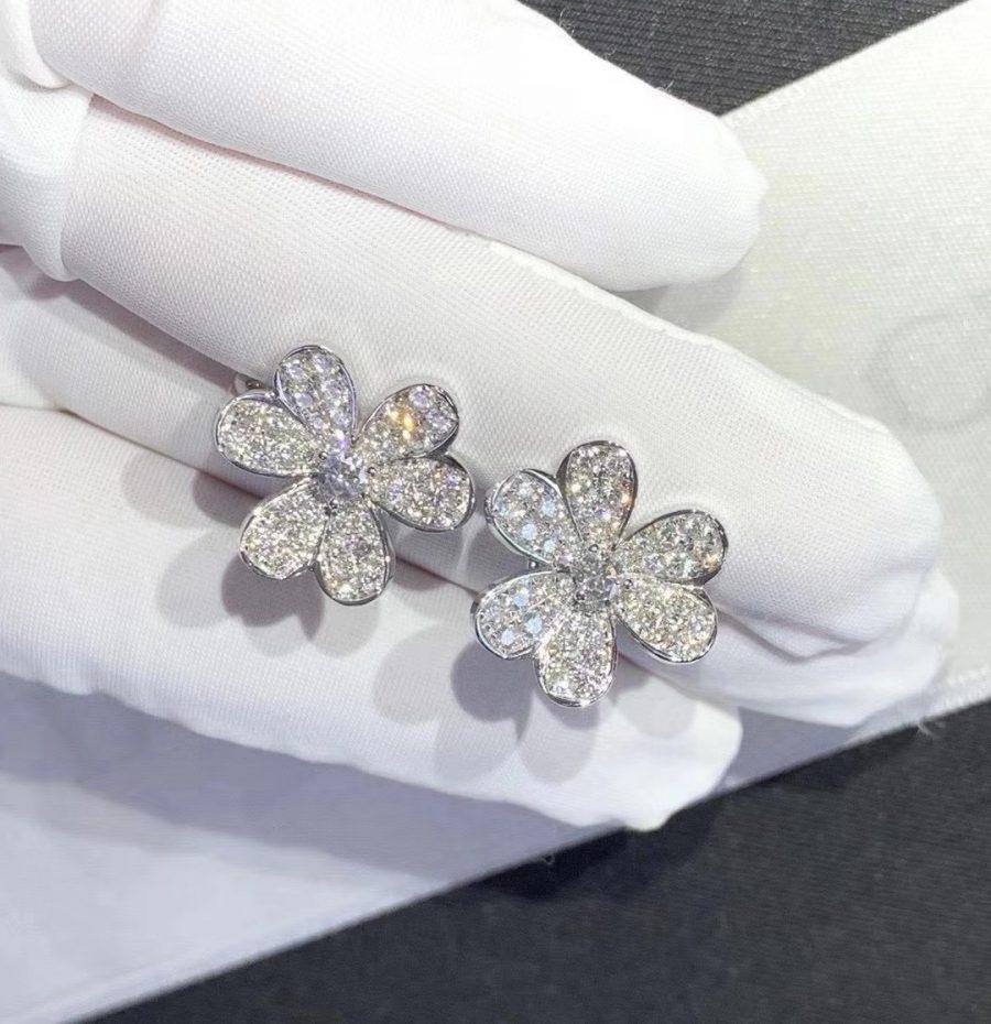 [Elitejewels]FRIVOLE SILBERNE BLUMEN-DIAMANT-OHRRINGE