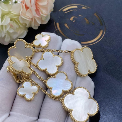 [Elitejewels]CLOVER EARRINGS WHITE MOP 4 MOTIFS GOLD