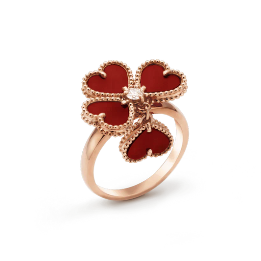 [Elitejewels] RING AUS KARNEOL MIT KLEEBLATT