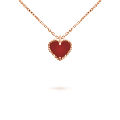 [Elitejewels]SWEET CLOVER CARNELIAN HEART NECKLACE