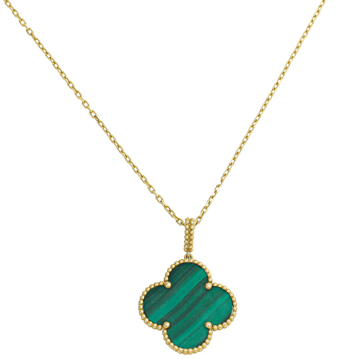 [Elitejewels]CLOVER 25MM MALACHITE GOLD NECKLACE
