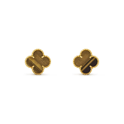 [Elitejewels]CLOVER MEDIUM 1 MOTIFS TIGER EYE EARRINGS